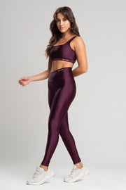 Conjunto fitness feminino balance com top e legging ameixa para academia