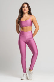 Conjunto fitness feminino essence com top e legging lírio rosa para academia